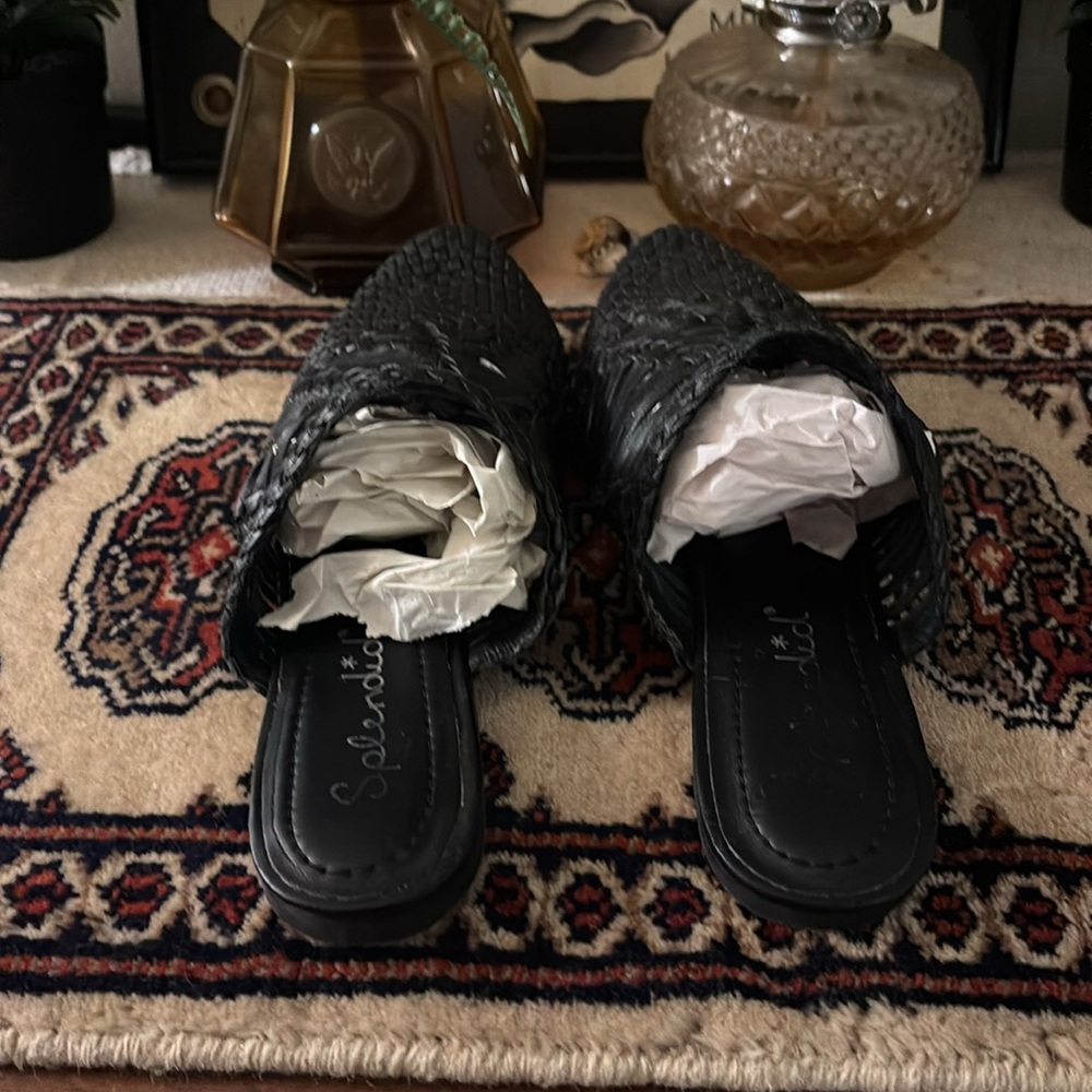 Black mules woven leather splendid brand size 8 - Picture 3 of 4